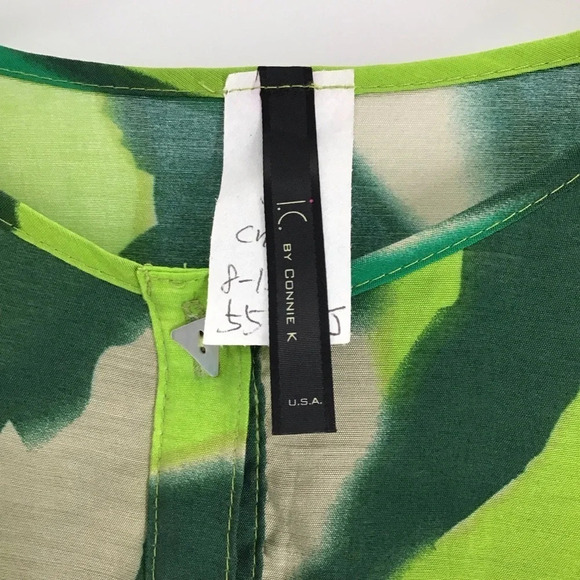 I C By Connie Casual Tunic Blouse Green Mother of Pearl Buttons Size Small - Picture 6 of 8